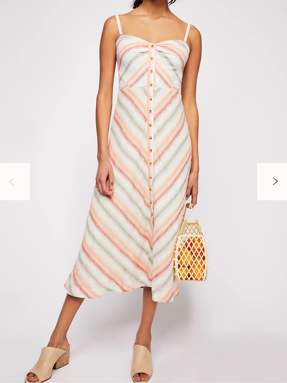 Free People striking striped midi Button-Front Midi Dress